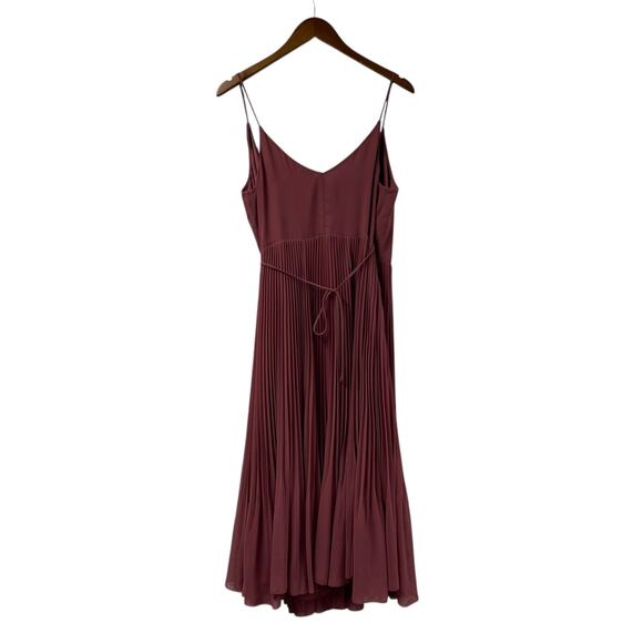 Wilfred pleated midi dress spaghetti strap wrap medium dusty rose Aritzia - Picture 5 of 7